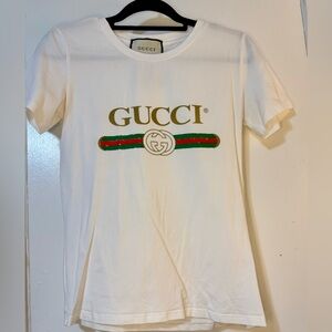 Gucci Distressed Logo T-Shirt - Size XS